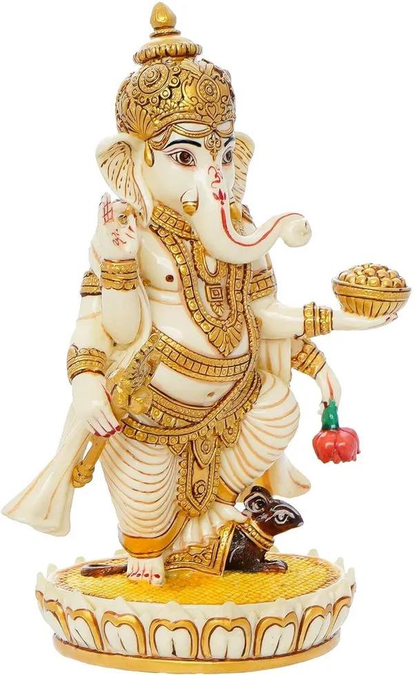 White_Resin_Premium_&_Elegant_Standing_Ganesha_Statue
