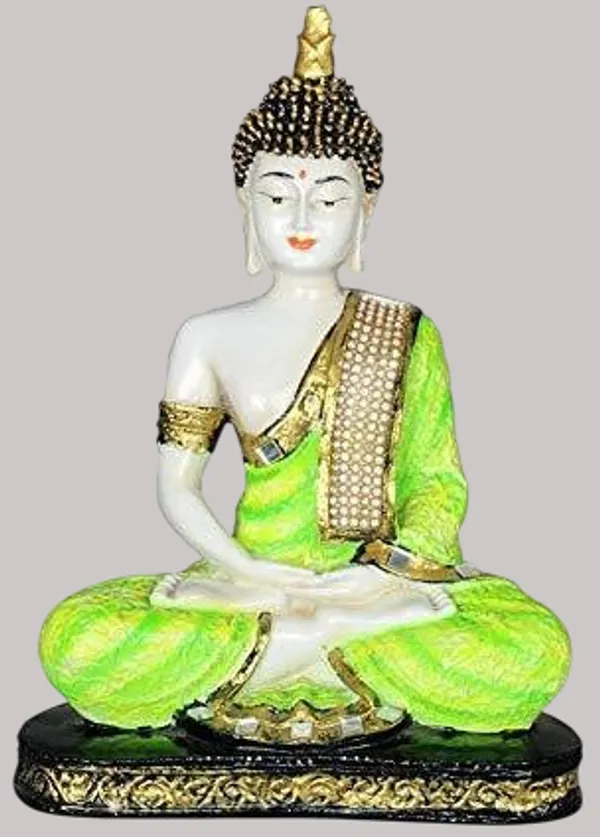 White_&_Green_Resin_Premium_&_Elegant_Buddha_Statue