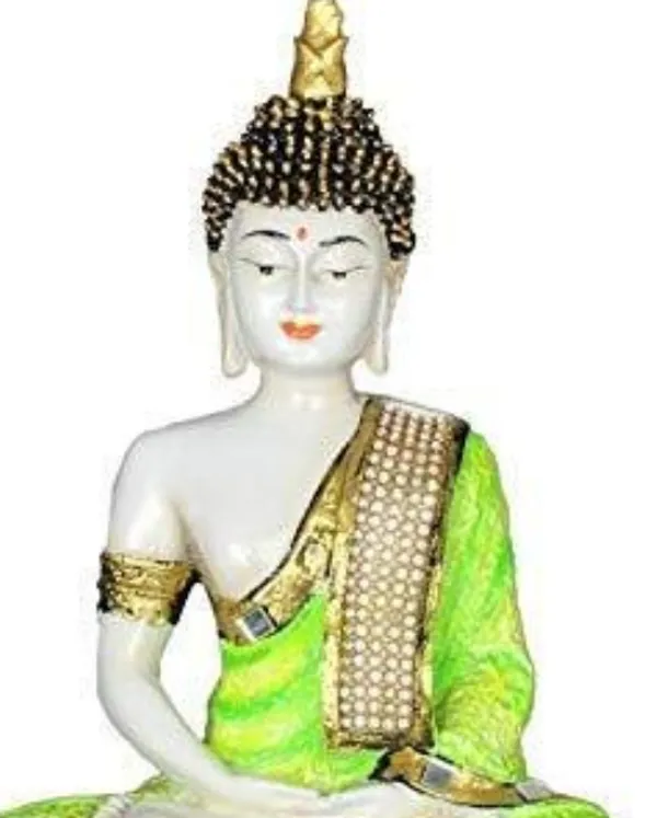 White_&_Green_Resin_Premium_&_Elegant_Buddha_Statue