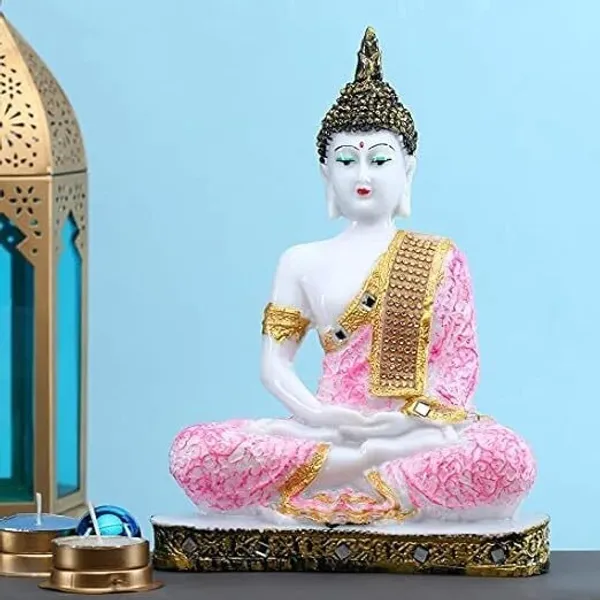 White_&_Pink_Resin_Premium_&_Elegant_Buddha_Statue