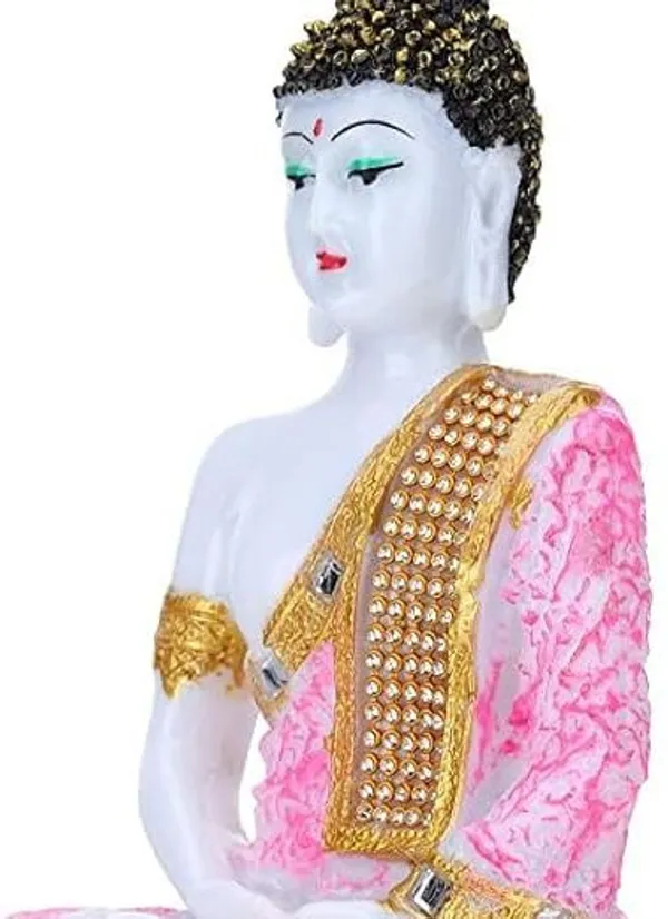 White_&_Pink_Resin_Premium_&_Elegant_Buddha_Statue