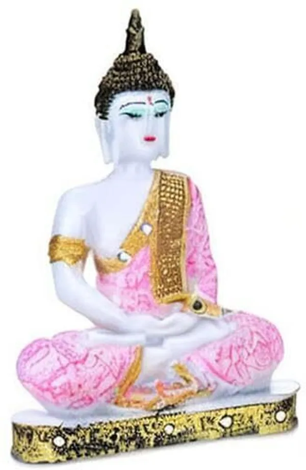 White_&_Pink_Resin_Premium_&_Elegant_Buddha_Statue