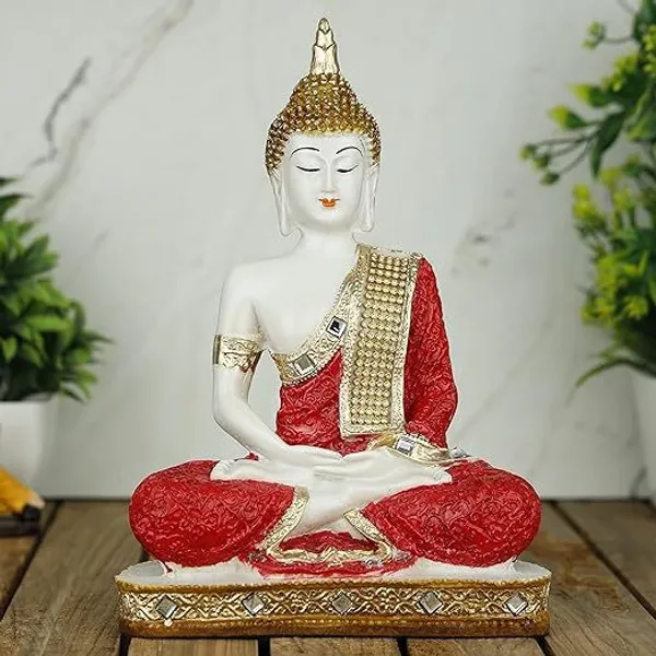 White_&_Red_Resin_Premium_&_Elegant_Buddha_Statue