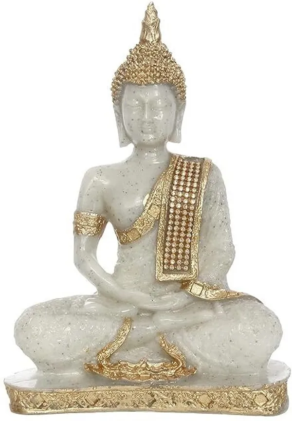 White_&_Gold_Resin_Premium_&_Elegant_Buddha_Statue