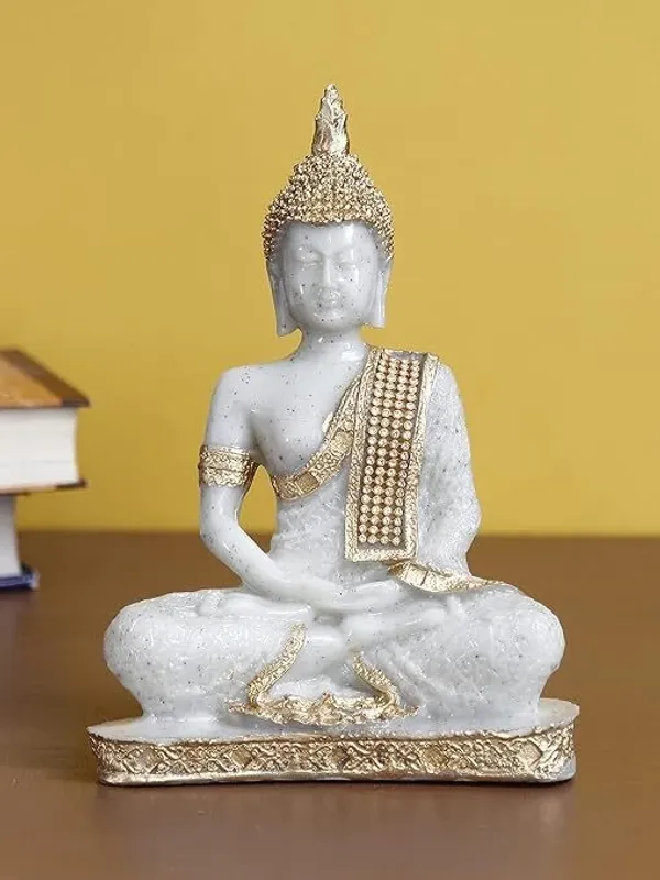 White_&_Gold_Resin_Premium_&_Elegant_Buddha_Statue