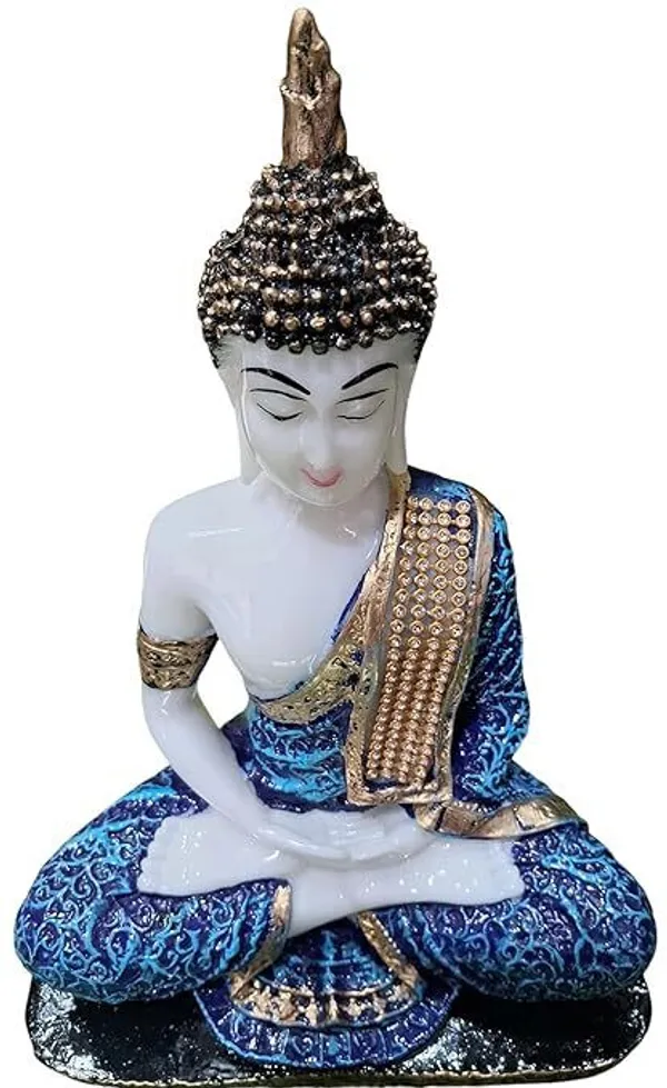 White_&_Blue_Resin_Premium_&_Elegant_Buddha_Statue