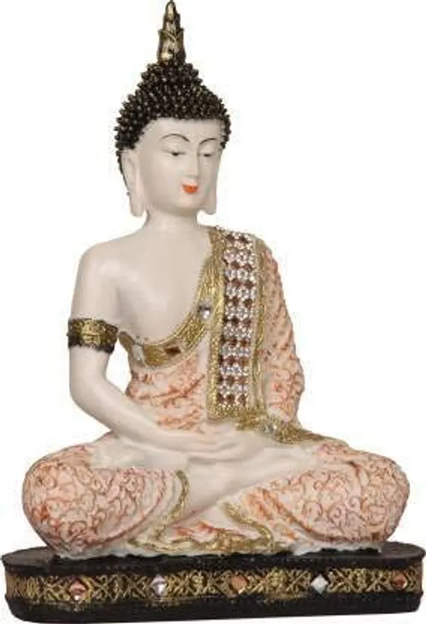 White_&_Peach_Resin_Premium_&_Elegant_Buddha_Statue