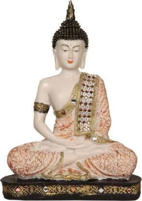 White_&_Peach_Resin_Premium_&_Elegant_Buddha_Statue