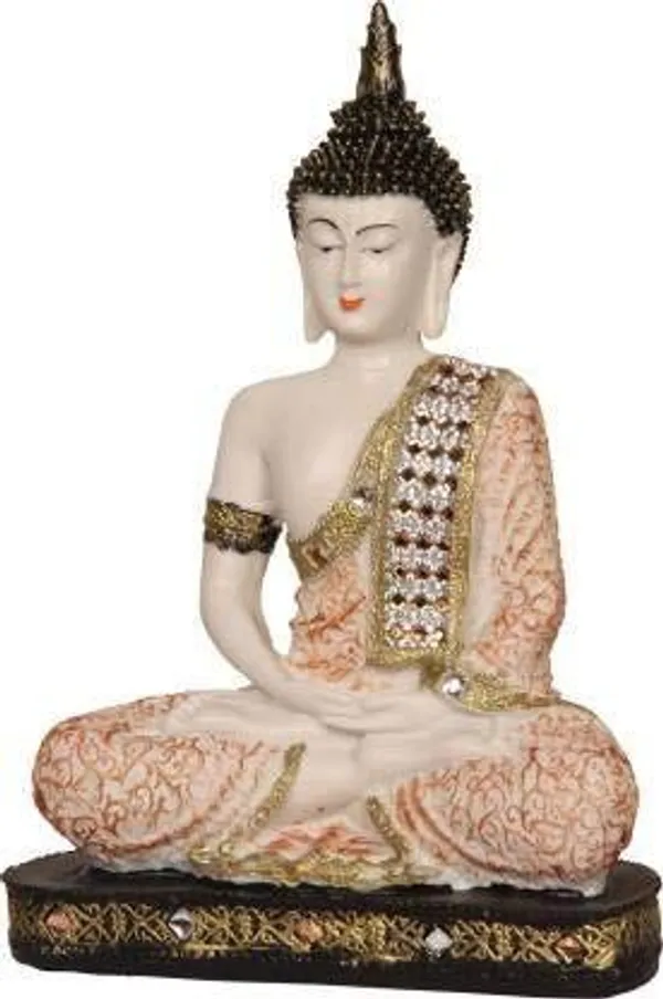 White_&_Peach_Resin_Premium_&_Elegant_Buddha_Statue