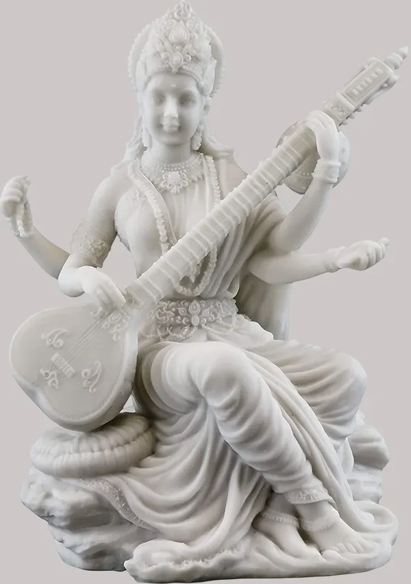White_Resin_Premium_&_Elegant_Sarasawati_Statue