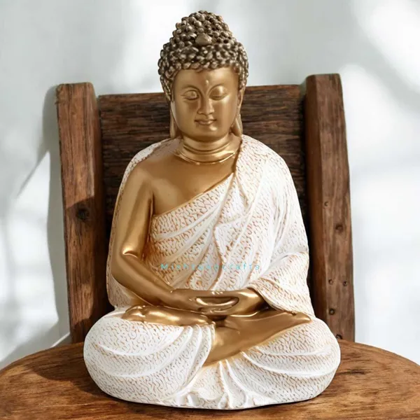 White_&_Gold_Resin_Premium_&_Elegant_Buddha_Statue