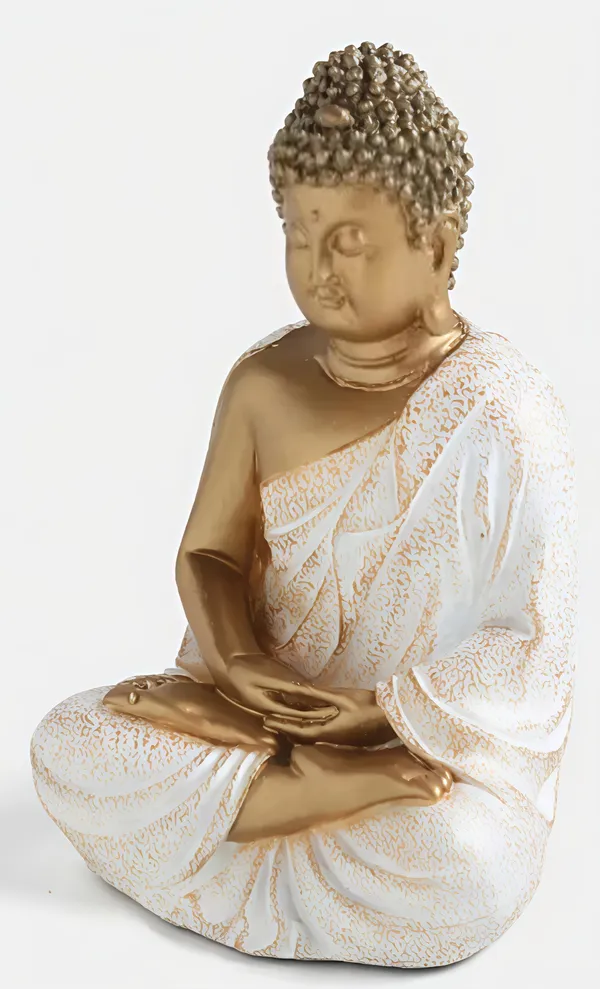 White_&_Gold_Resin_Premium_&_Elegant_Buddha_Statue