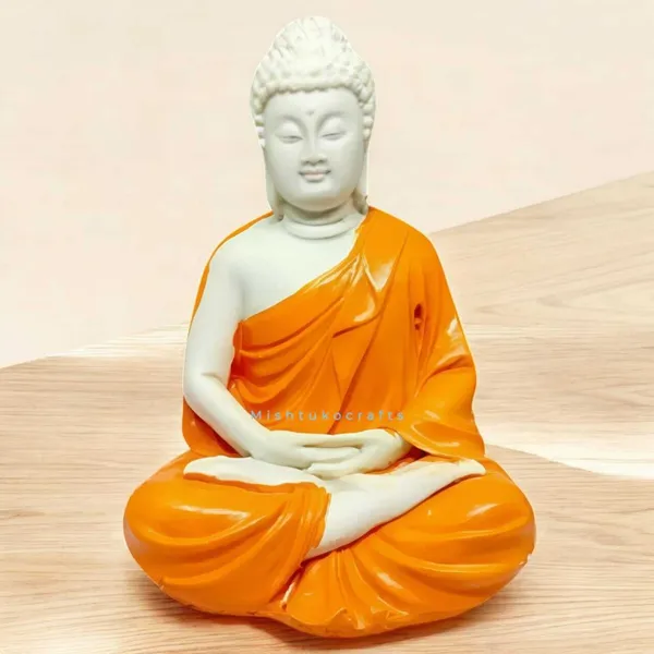 White_&_Orange_Resin_Premium_&_Elegant_Buddha_Statue