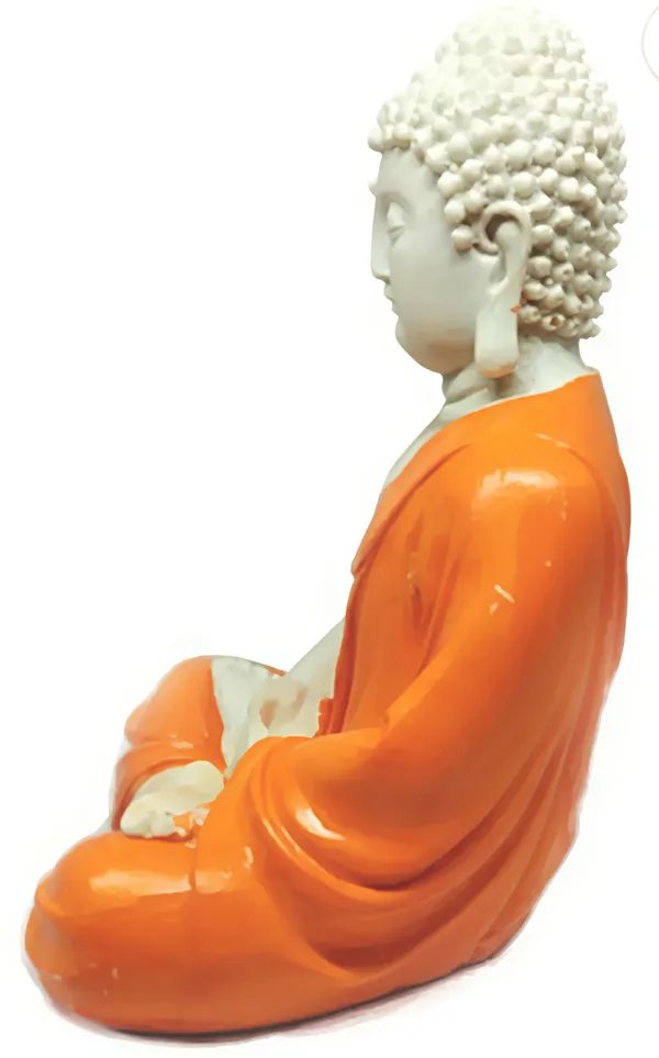 White_&_Orange_Resin_Premium_&_Elegant_Buddha_Statue