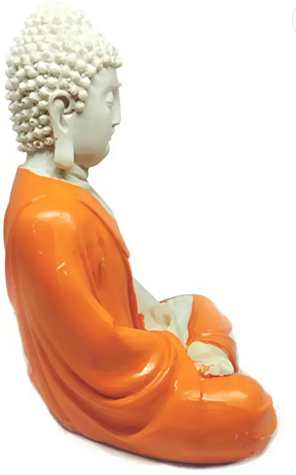 White_&_Orange_Resin_Premium_&_Elegant_Buddha_Statue