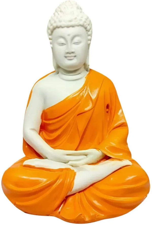 White_&_Orange_Resin_Premium_&_Elegant_Buddha_Statue