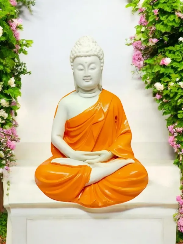 White_&_Orange_Resin_Premium_&_Elegant_Buddha_Statue