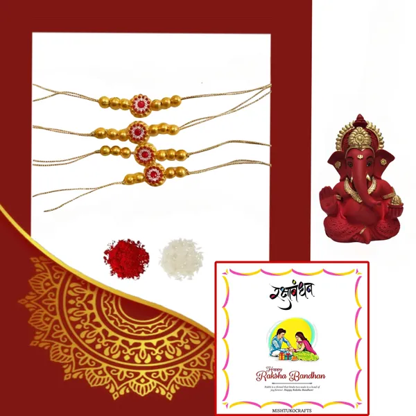 Red_&_Gold_Assorted_Premium_&_Elegant_Rakhi_&_Showpiece_(Pack_Of_4)