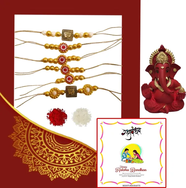 Red_&_Gold_Assorted_Premium_&_Elegant_Rakhi_&_Showpiece_(Pack_Of_4)