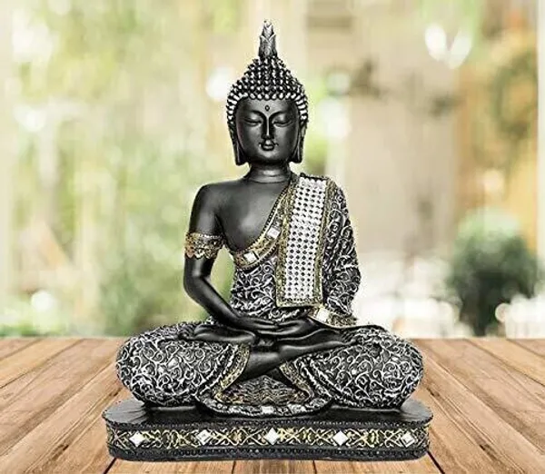 Grey_&_Black_Polyresin_Premium_&_Elegant_Buddha_Statue