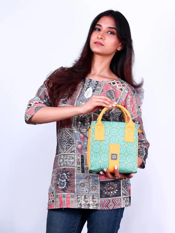 Aqua_Sunrise_Bold_Mini_Women_Premium_Jute_Box_Sling_Bag_|_Stylish_Party_Clutch_With_Card_&_Cash_Pockets_|_Elegant_Gift_For_Girls/Women