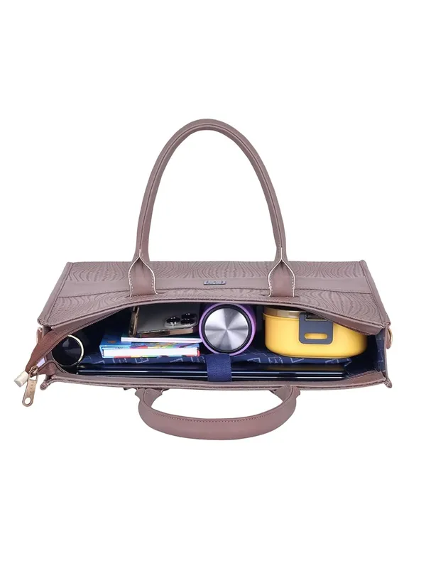 Chocolate_Azure_-_Premium_Vegan_Leather_Tote_Bag_For_Women_|_Stylish_Handbag/Shoulder_Bag_With_Zip_|_Office,_Casual,_College_Use_|_Detachable_Sling,_Handcrafted_(Chocolate_Azure)