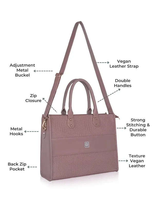 Chocolate_Azure_-_Premium_Vegan_Leather_Tote_Bag_For_Women_|_Stylish_Handbag/Shoulder_Bag_With_Zip_|_Office,_Casual,_College_Use_|_Detachable_Sling,_Handcrafted_(Chocolate_Azure)