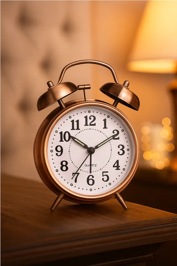 Copper_Metal_Kids_LED_Alarm_Clock__Warm-toned_alarm_clock_with_LED_night_light
