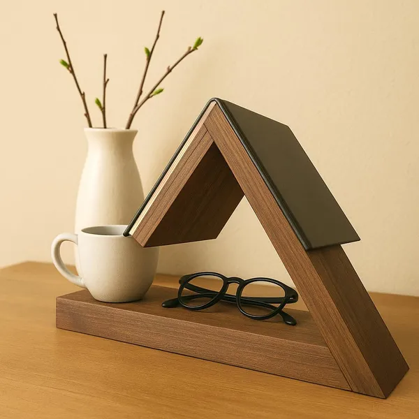 Brown_Wood_Triangular_Book_Stand__Geometric_design_with_natural_wood_finish