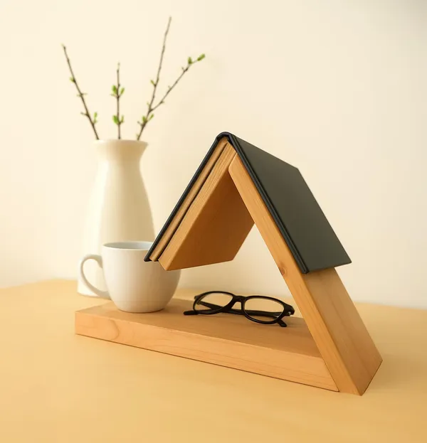 Beige_Wood_Triangle_Book_Stand__Unique_design_with_natural_wooden_aesthetic