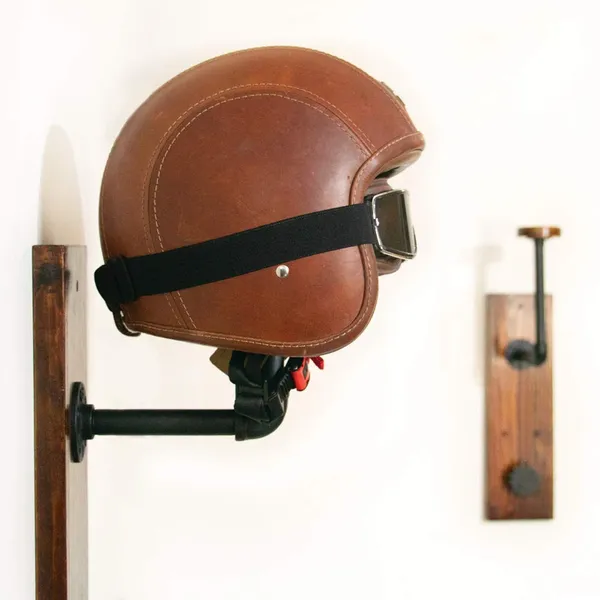 Wood_&_Metal_Helmet/Jacket_Hanger__Heavy-duty_wall_mount_with_multi-purpose_hooks