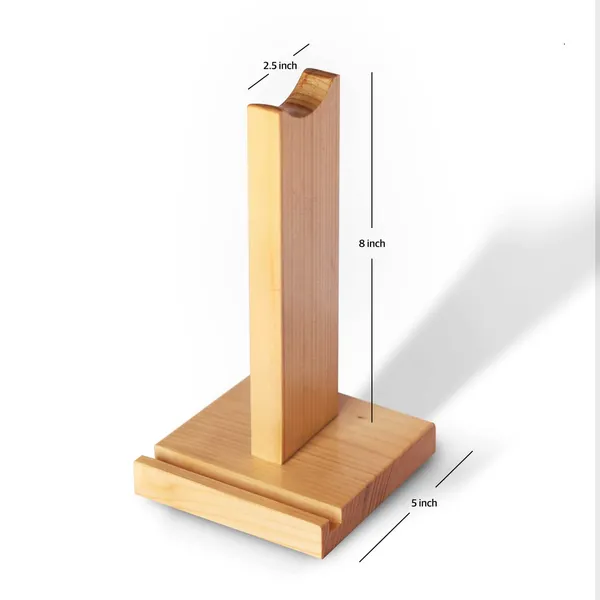 Beige_Wood_Headphone_Stand__Tabletop_stand_for_gadgets_&_mobile