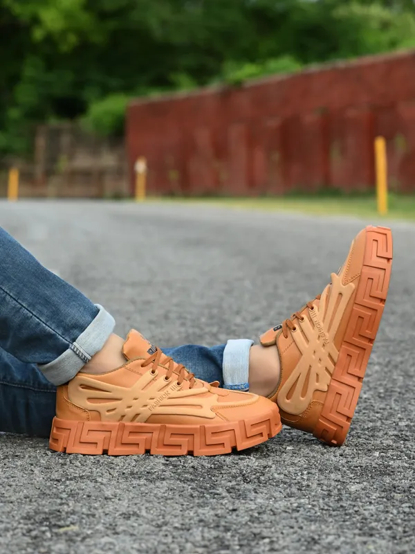 Beige_Mesh_Casual_Sneakers_Shoes_For_Men