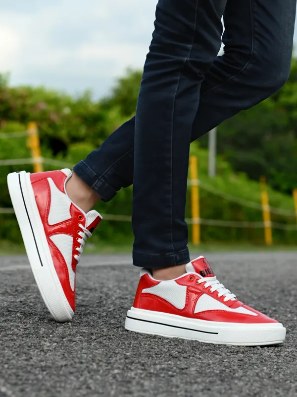 Red_Patent_Leather_Casual_Sneakers_Shoes_For_Men