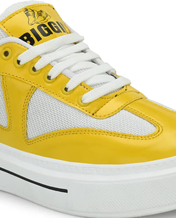 Yellow_Patent_Leather_Casual_Sneakers_Shoes_For_Men