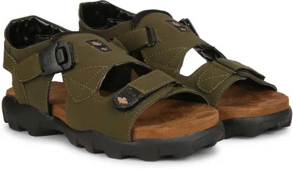 Olive_Synthetic_Leather_Party_Sandal_For_Men