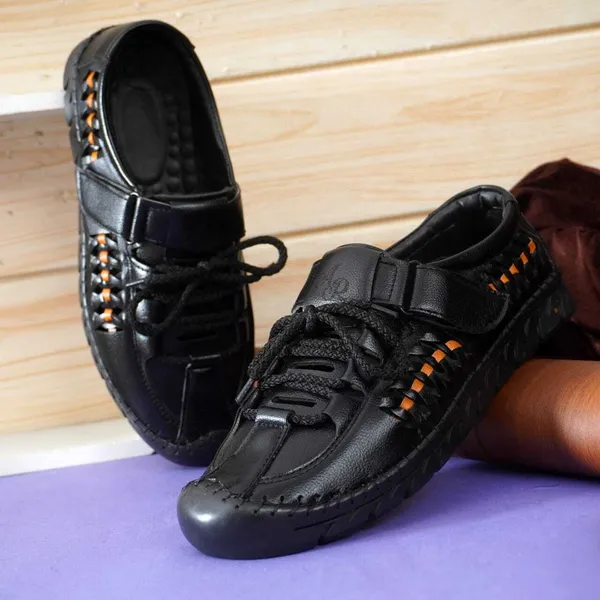 Black_Synthetic_Roman_Sandal_For_Men