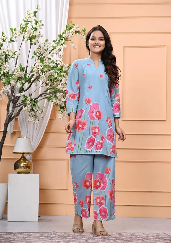 Lavender_Bloom_Printed_Cotton_Kurta_Set_For_Women
