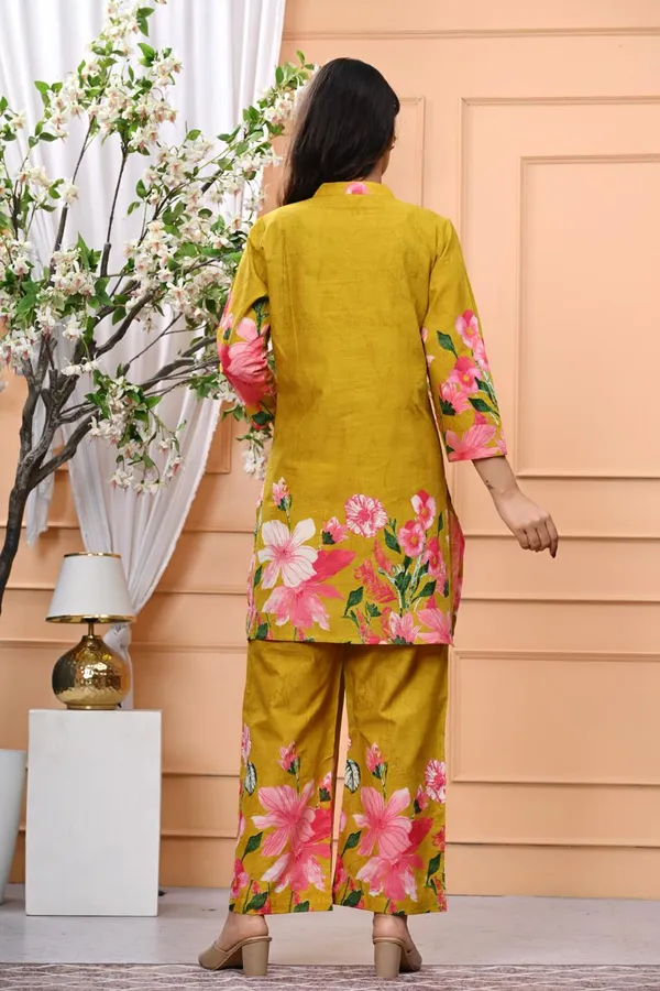 Mustard_Blossom_Printed_Cotton_Kurta_Set_For_Women