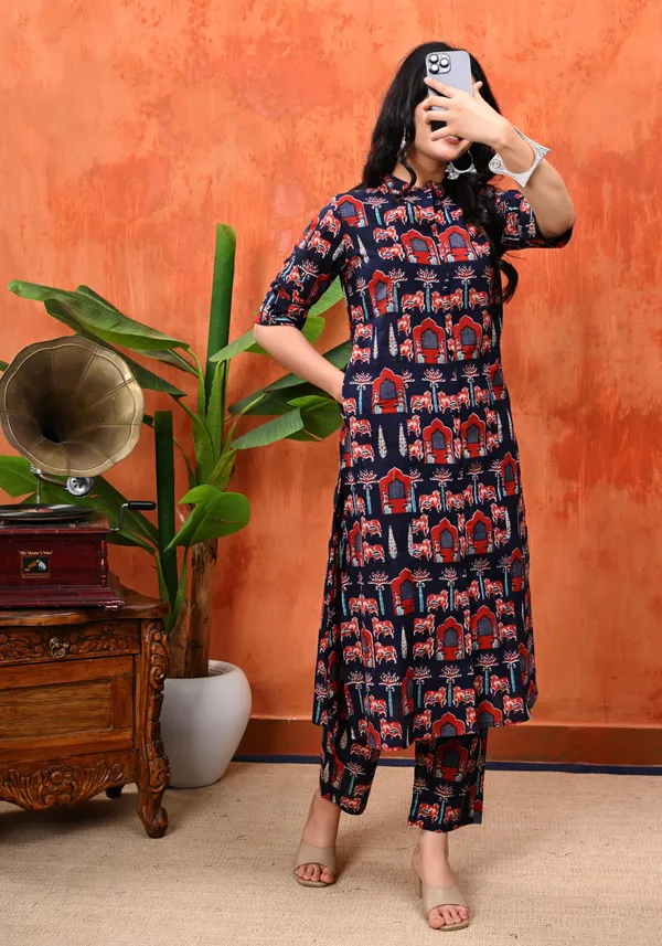 Navy_Blue_Ethnic_Printed_Cord_Set_For_Women