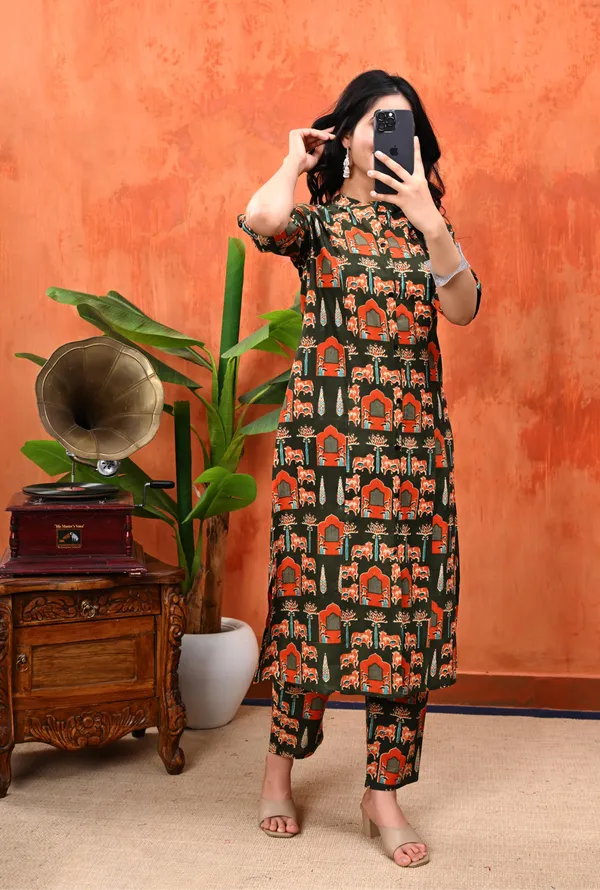 Olive_Green_Ethnic_Printed_Cotton_Cord__Set_For_Women