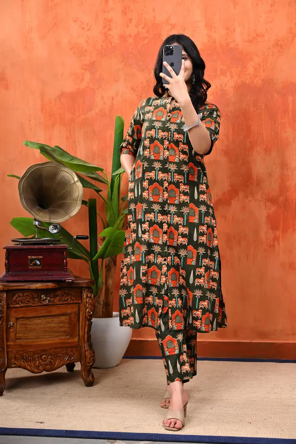 Olive_Green_Ethnic_Printed_Cotton_Cord__Set_For_Women