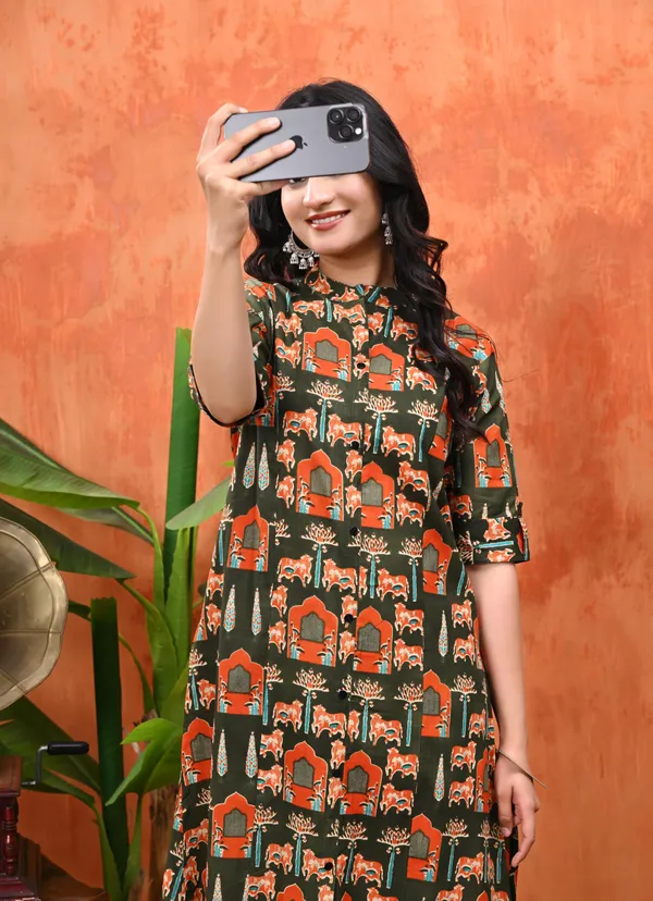 Olive_Green_Ethnic_Printed_Cotton_Cord__Set_For_Women