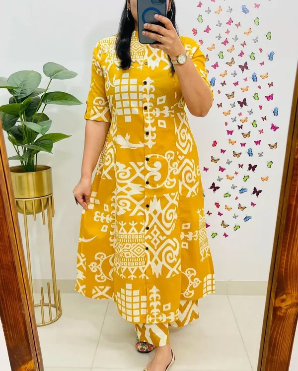 Yellow_Special_Premium_Cotton_Suit_Set_For_Women