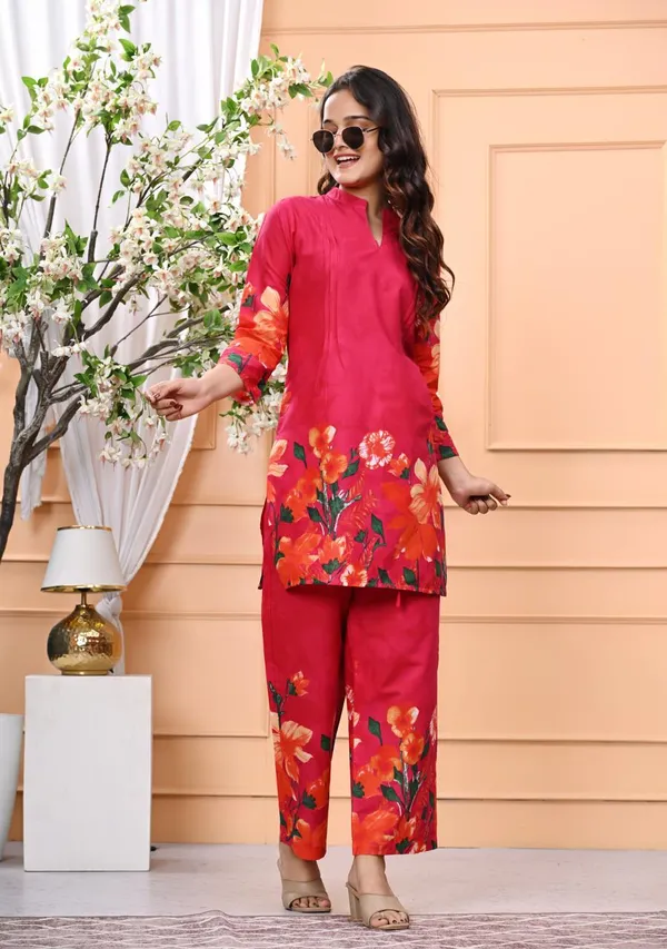 Red_New_Trending_Short_Cord_Set_For_Women