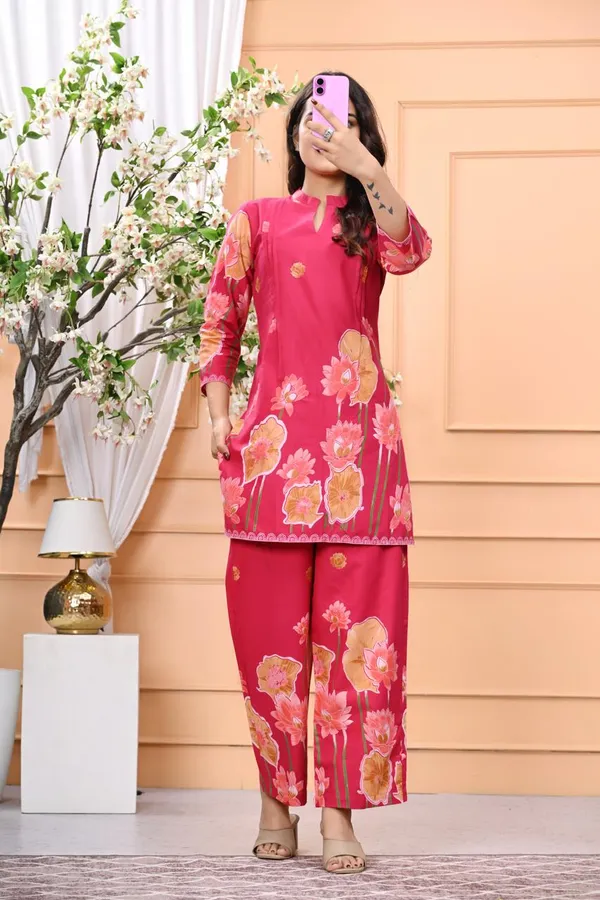 Red_New_Trending_Short_Cord_Set_For_Women