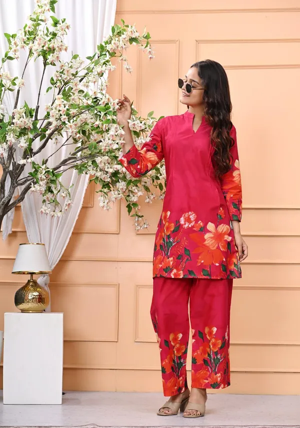 Red_New_Trending_Short_Cord_Set_For_Women