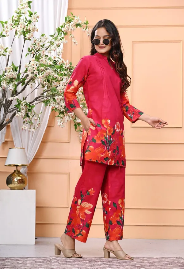 Red_New_Trending_Short_Cord_Set_For_Women