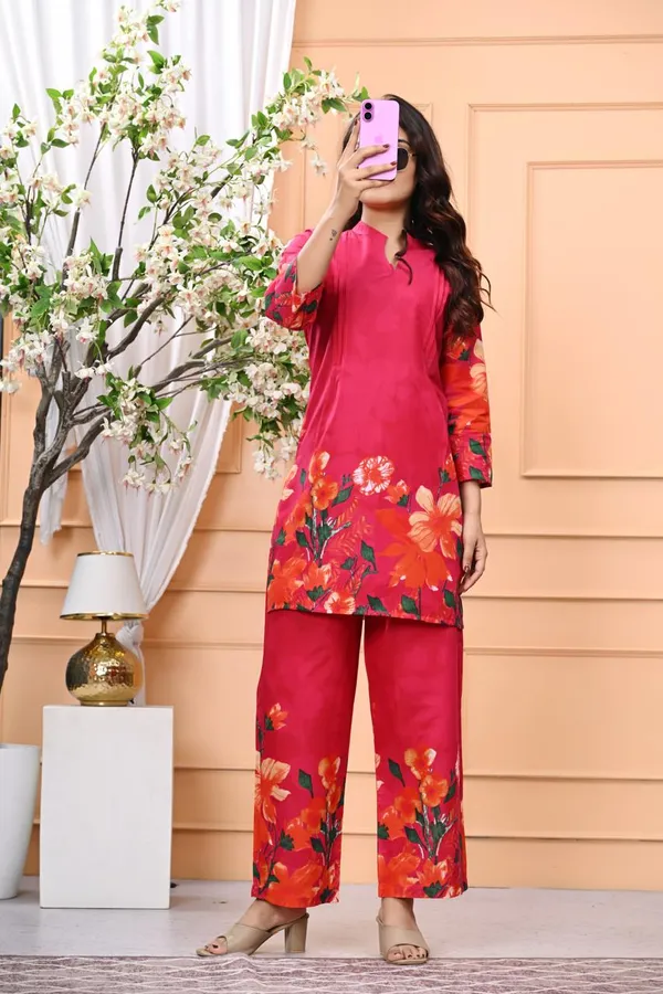 Red_New_Trending_Short_Cord_Set_For_Women