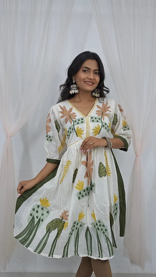 Ivory_Floral_Embroidered_Tunic_With_Olive_Green_Detailing